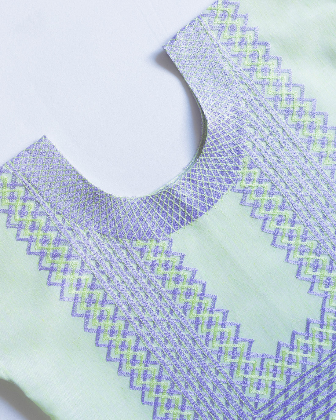 Huipil Panchito Verde Pastel Jaspeado / Lila