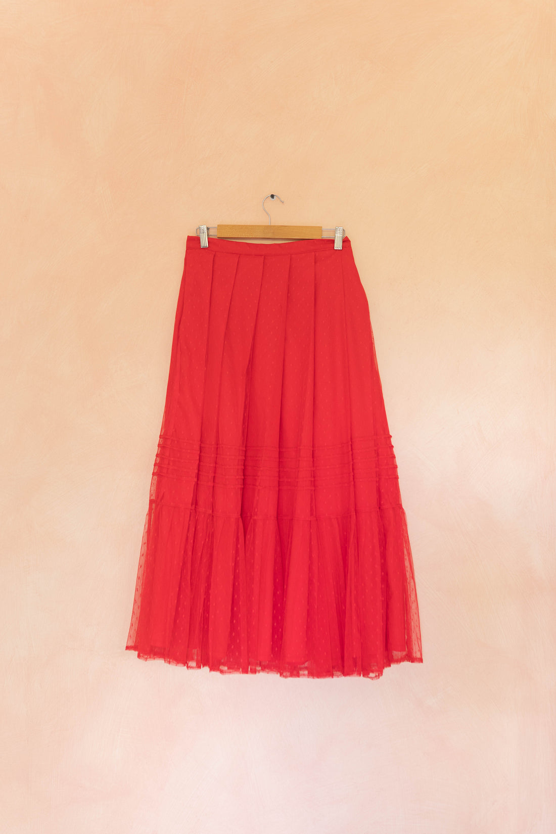 Falda Rabona Tul Rojo Lunares