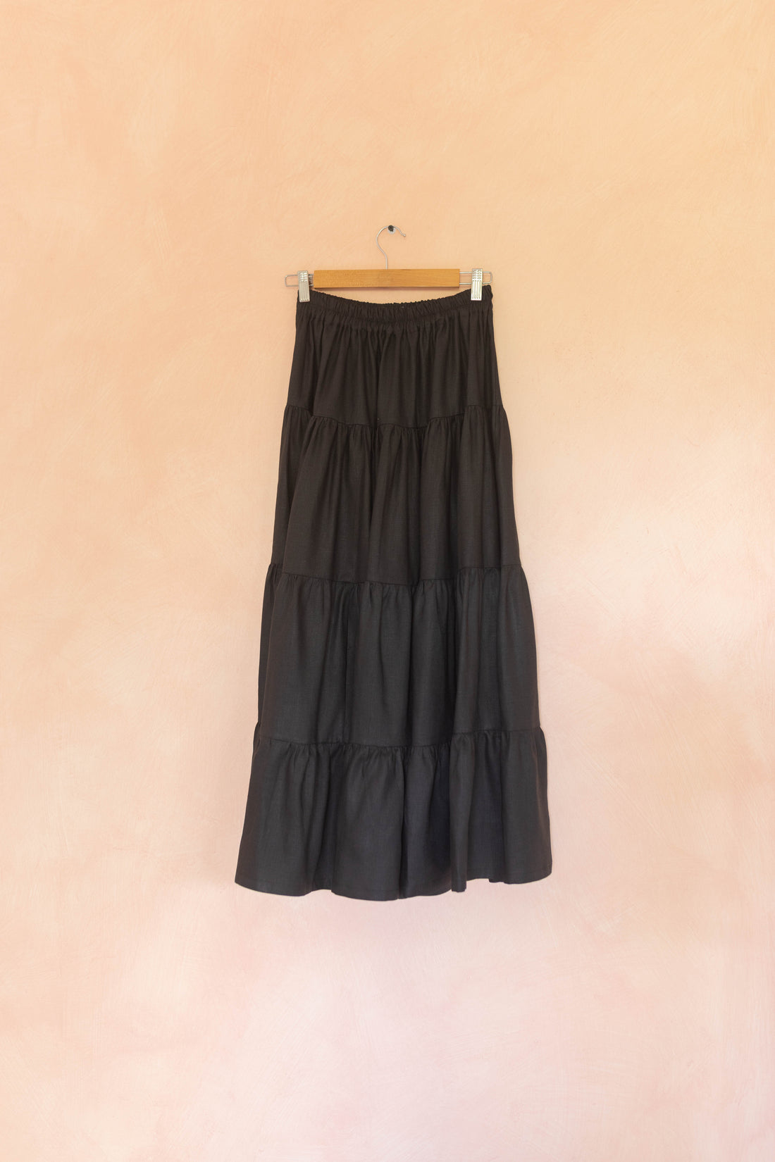 Falda Resorte Lino Negro