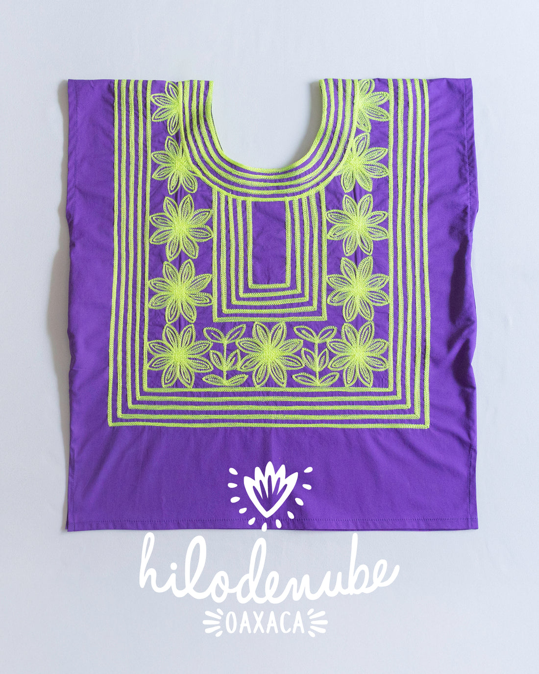 Huipil Flor Antigua Morado / Verde