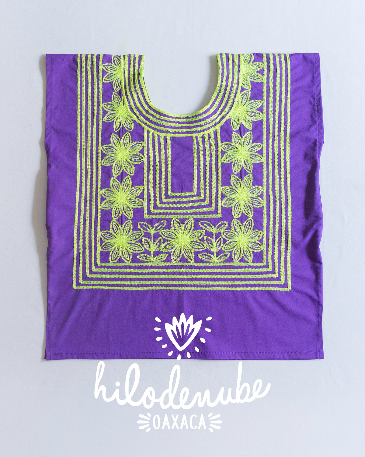 Huipil Flor Antigua Morado / Verde