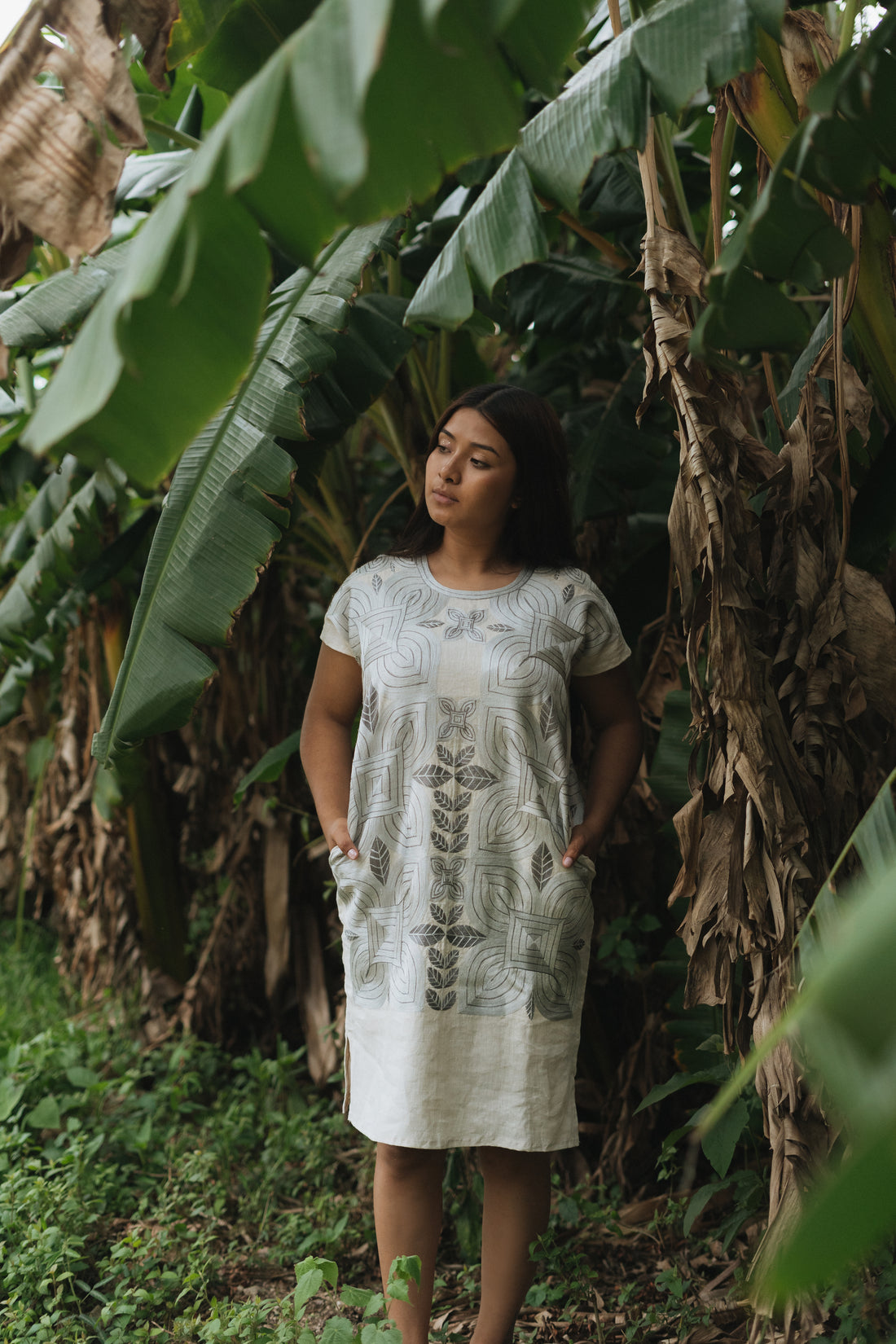 Huipil Largo Cuatro Pétalos Plata