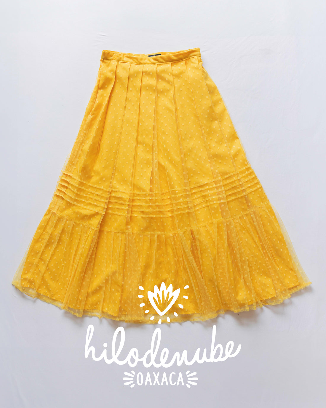 Falda Rabona Tul Amarillo Lunares