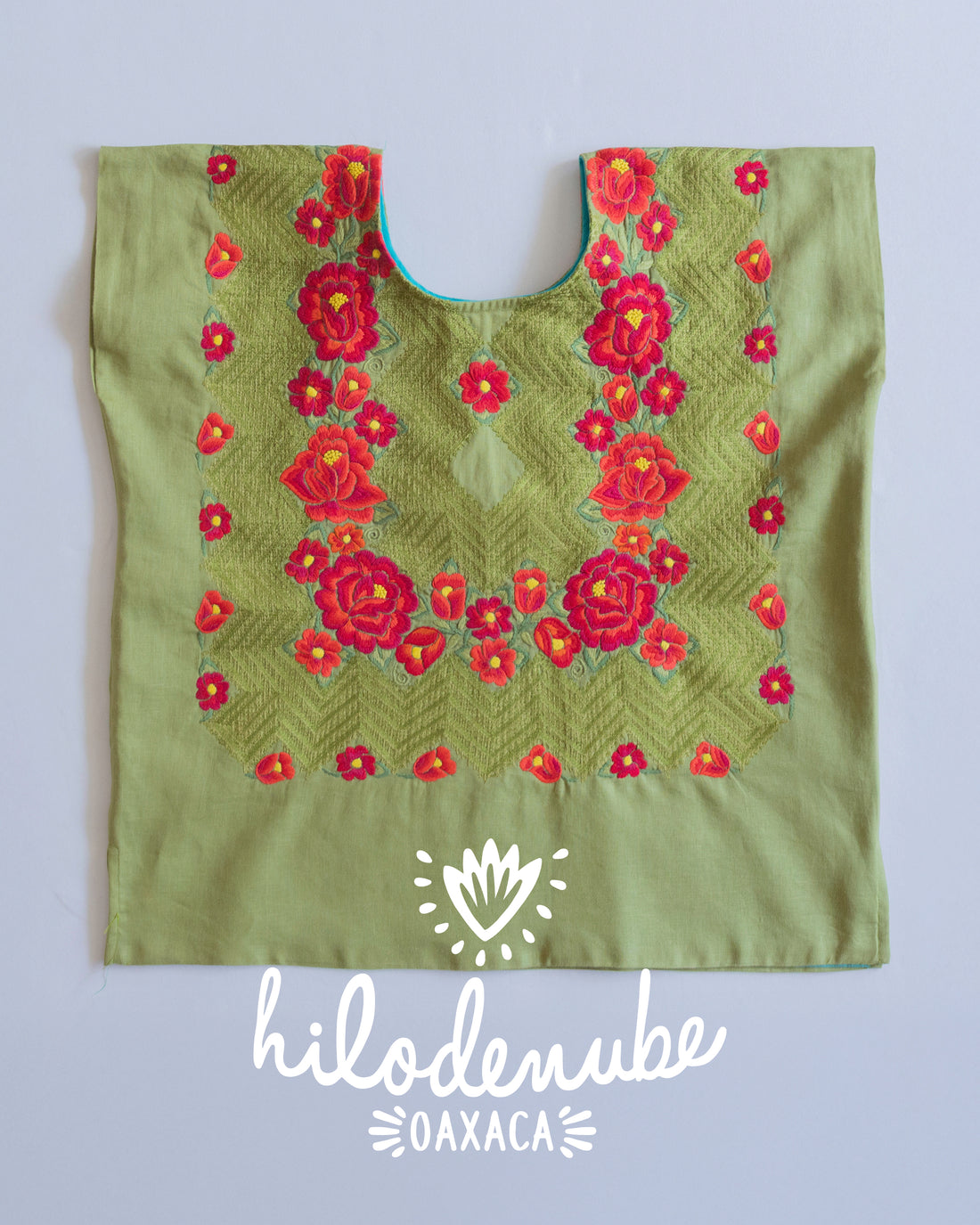 Huipil Tradicional Mutsk Verde Olivo