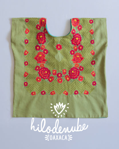 Huipil Tradicional Mutsk Verde Olivo