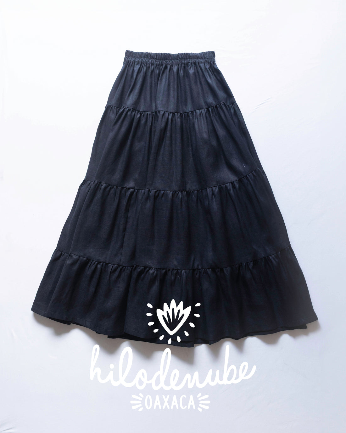 Falda Resorte Lino Negro