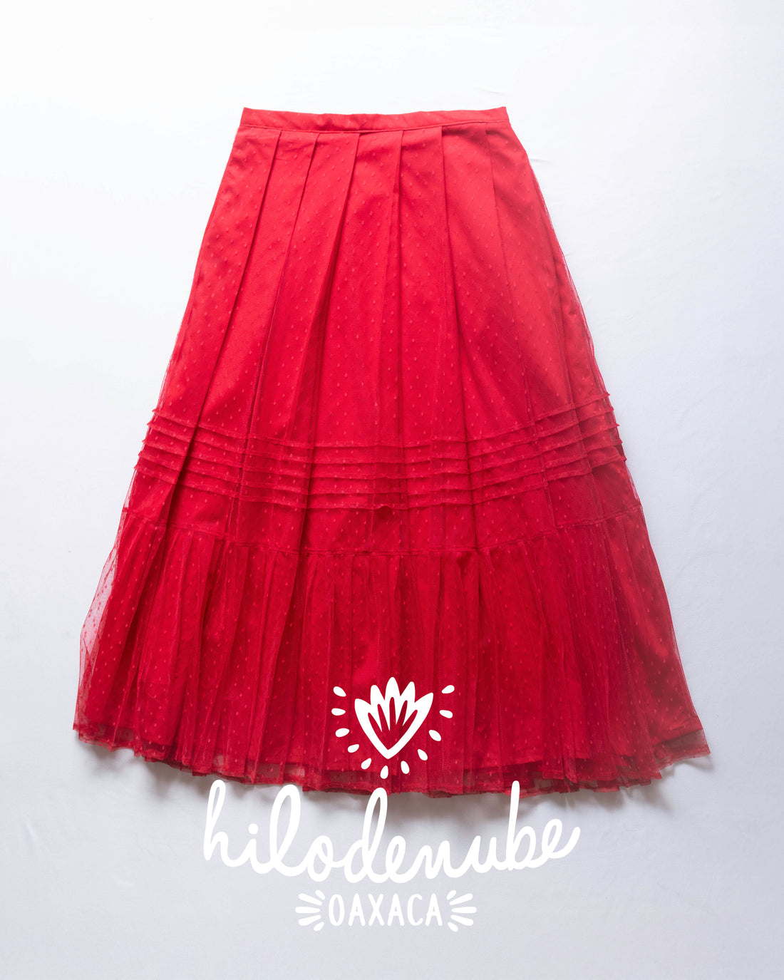 Falda Rabona Tul Rojo Lunares