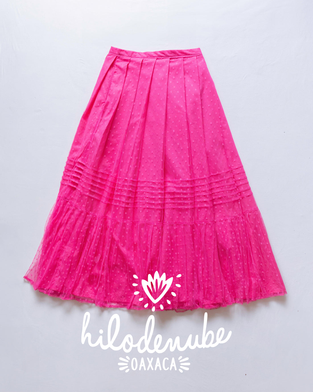 Falda Rabona Tul Rosa Lunares