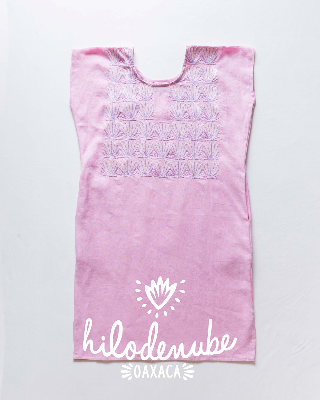 Huipil Largo Campo de Magueyitos Rosa Pastel