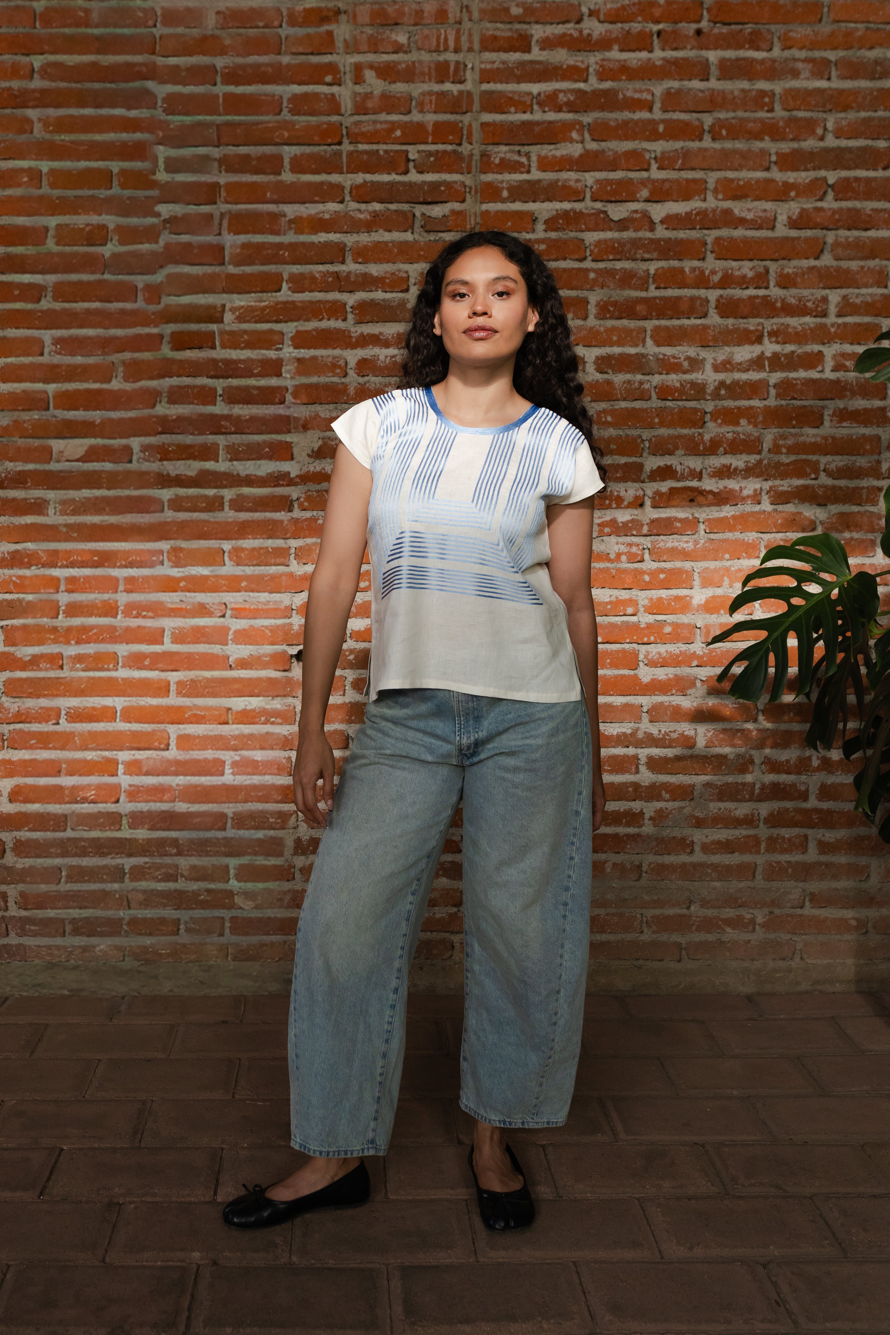 Huipil Amalia Crudo / Azul Maya