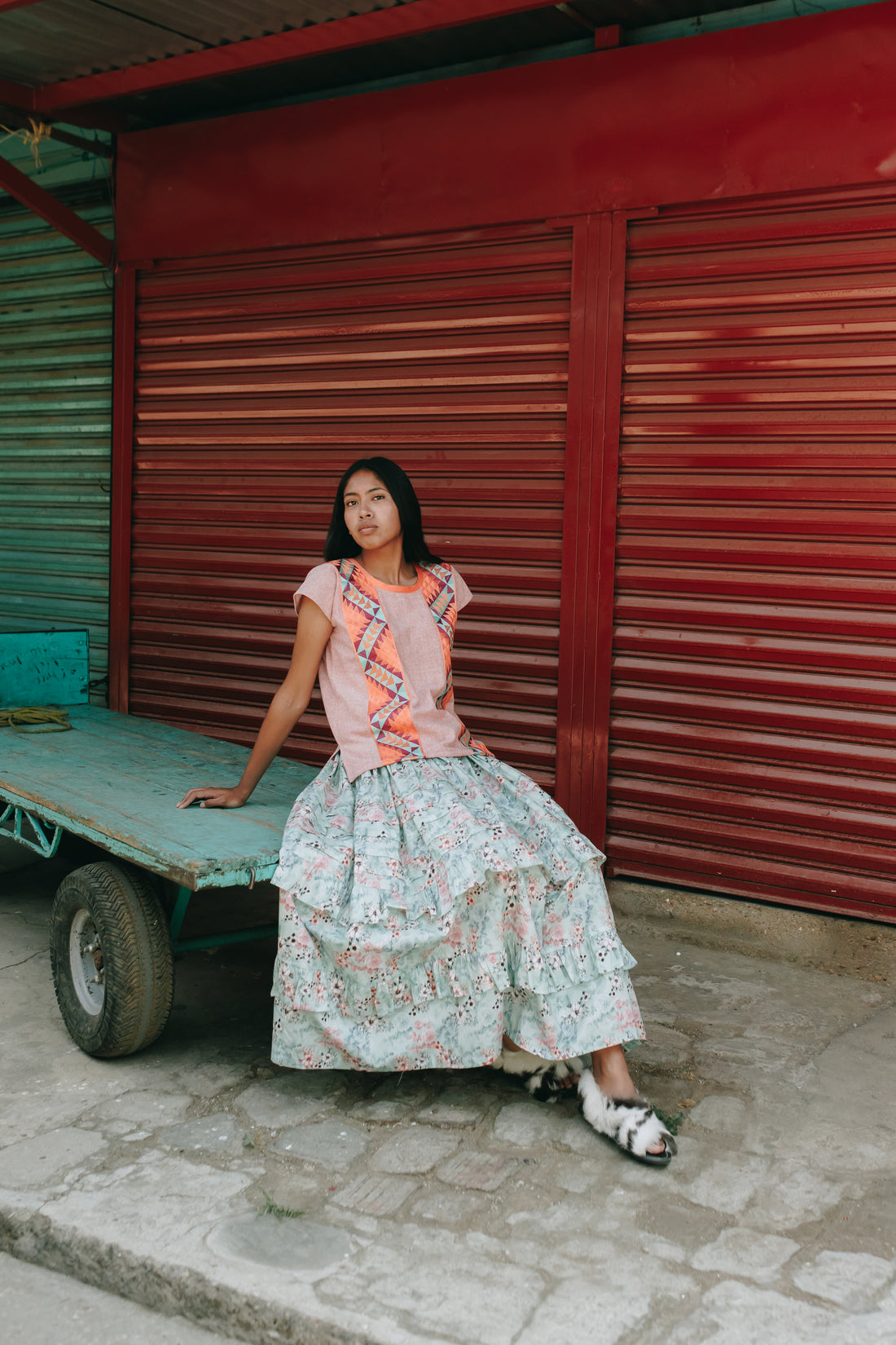 Falda Algodón Olanes Flores