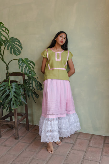 Huipil Martha Verde Olivo / Rosa