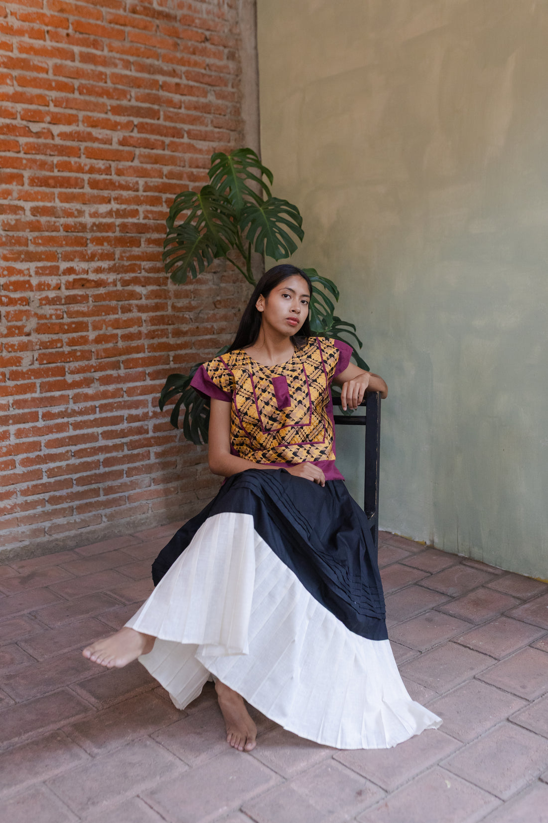 Falda Gala Lino Negro / Olán Lino