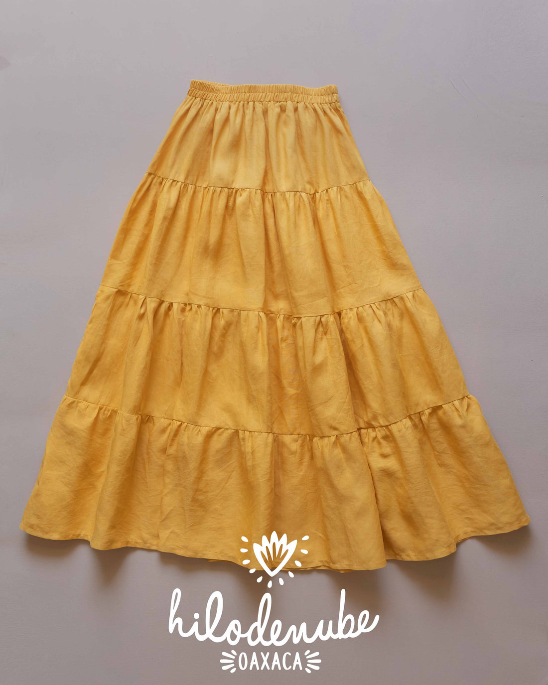 Falda Resorte Lino Mostaza