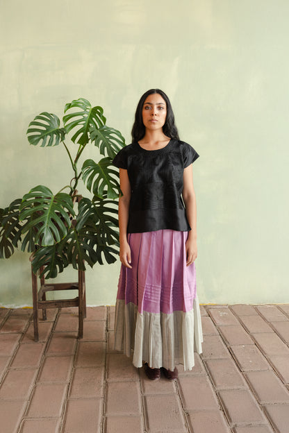 Falda Gala Lino Rosa Malva / Olán Popelina