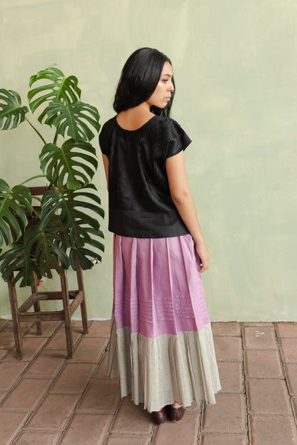 Falda Gala Lino Rosa Malva / Olán Popelina
