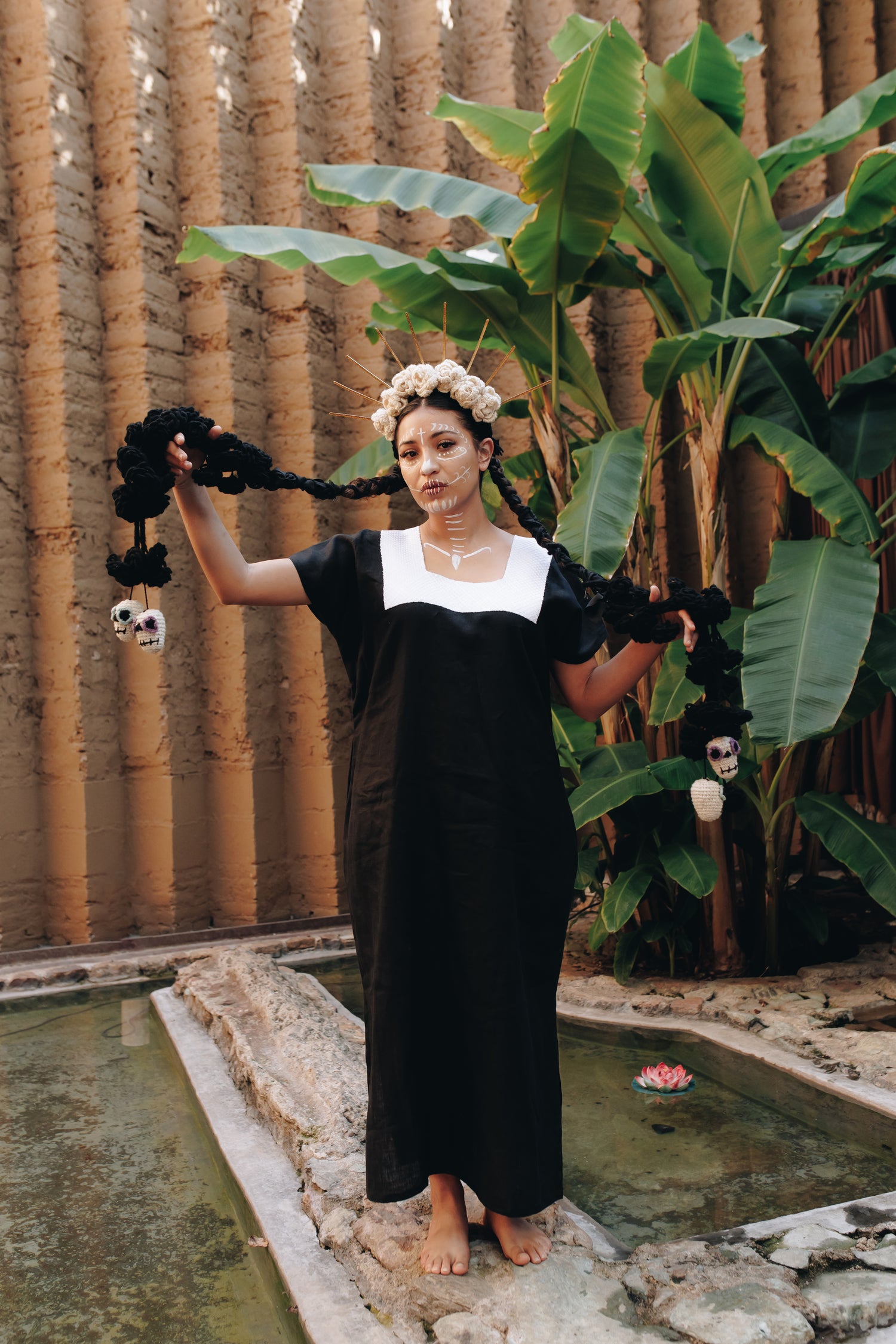 Huipil Largo Silvia Negro / Blanco