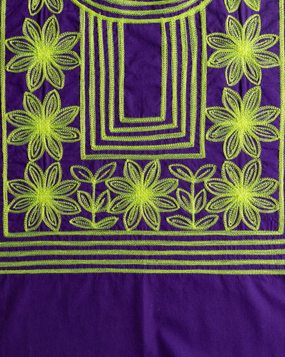 Huipil Flor Antigua Morado / Verde
