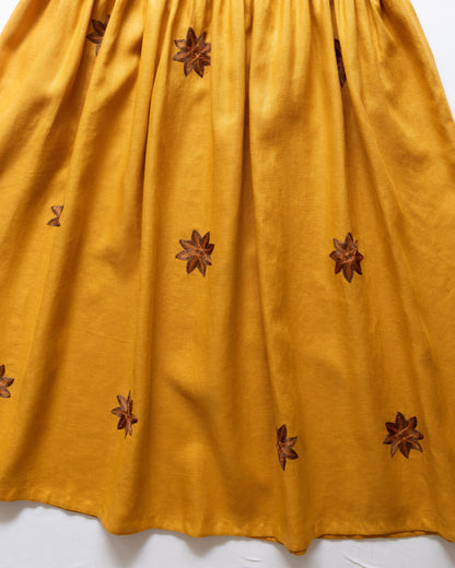 Vestido Flor Antigua Mostaza
