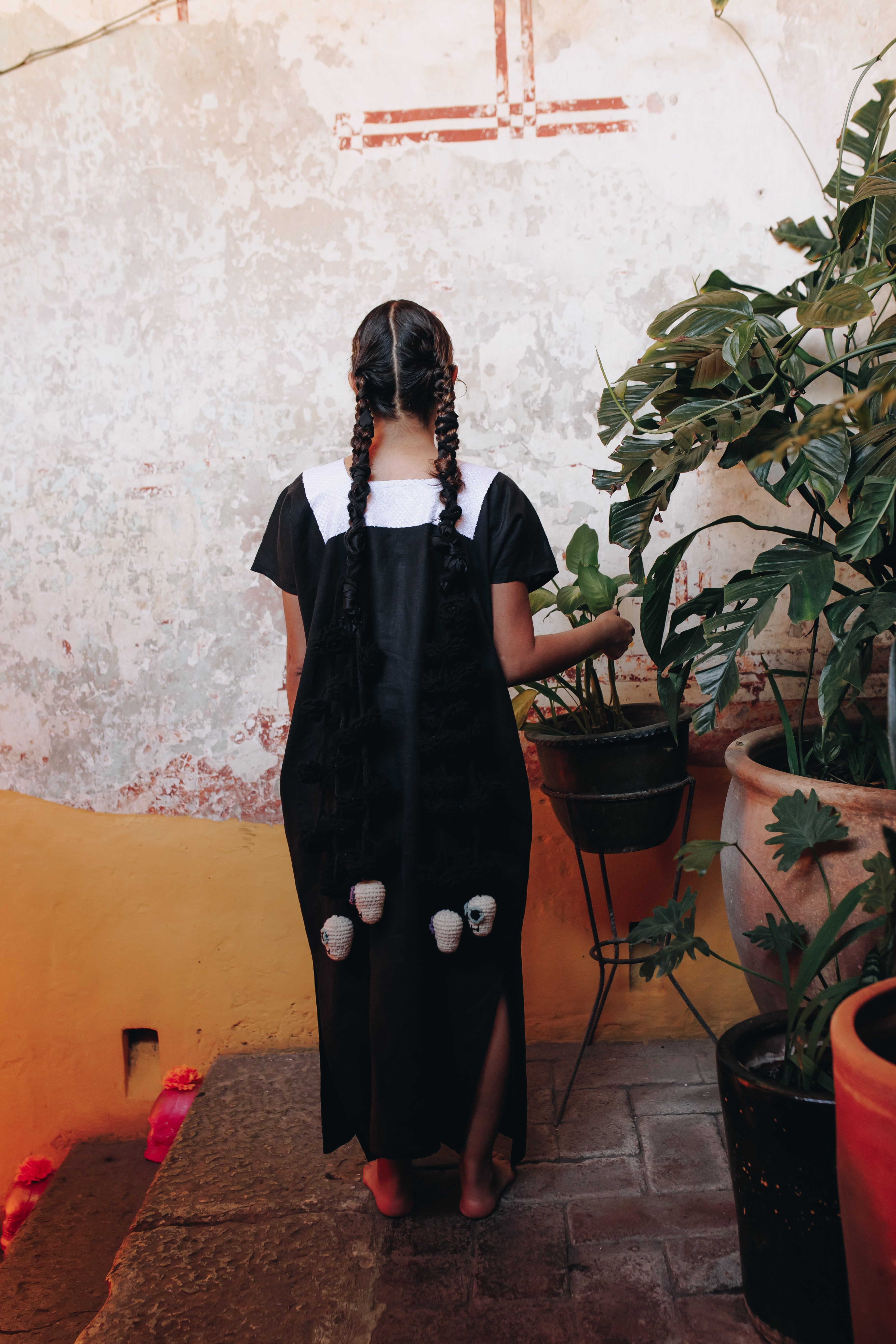 Huipil Largo Silvia Negro / Blanco