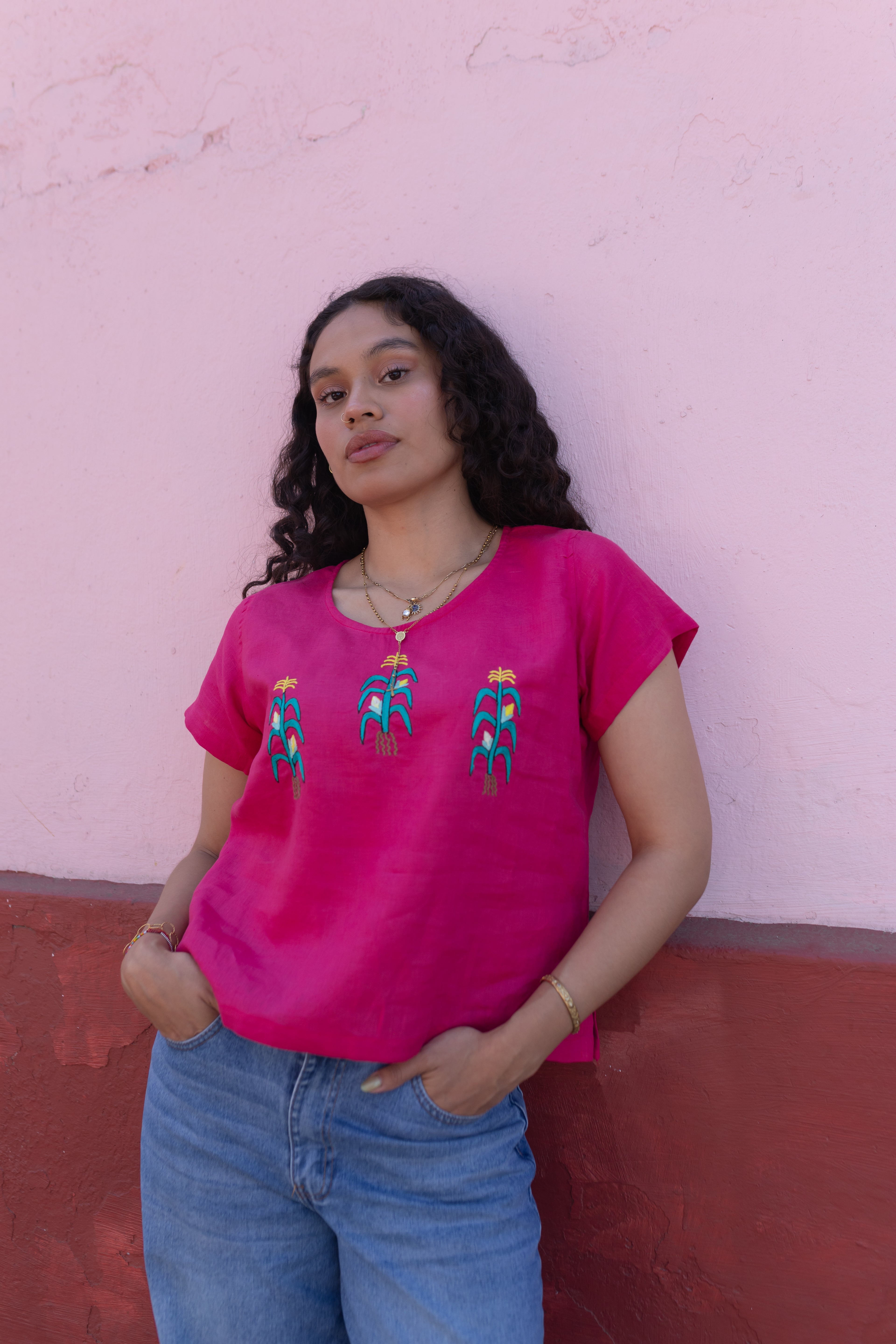Blusa Milpa Rosa Mexicano