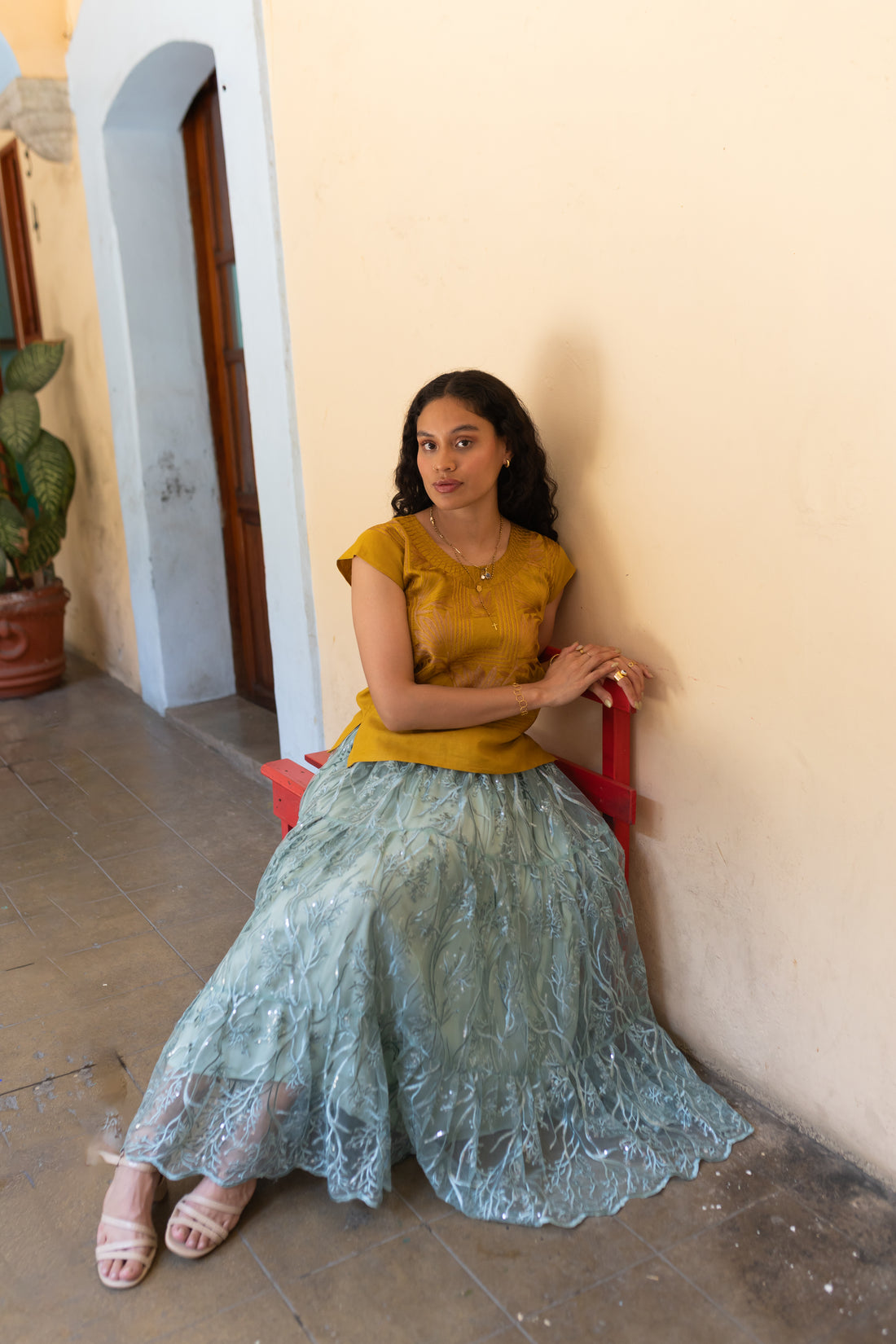 Huipil Magueyito Olivo Dorado