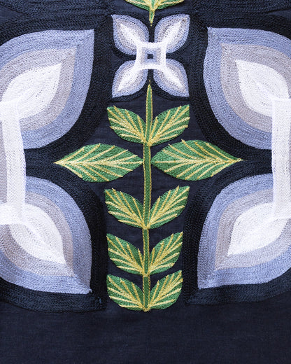 Huipil Largo Cuatro Pétalos Medianoche