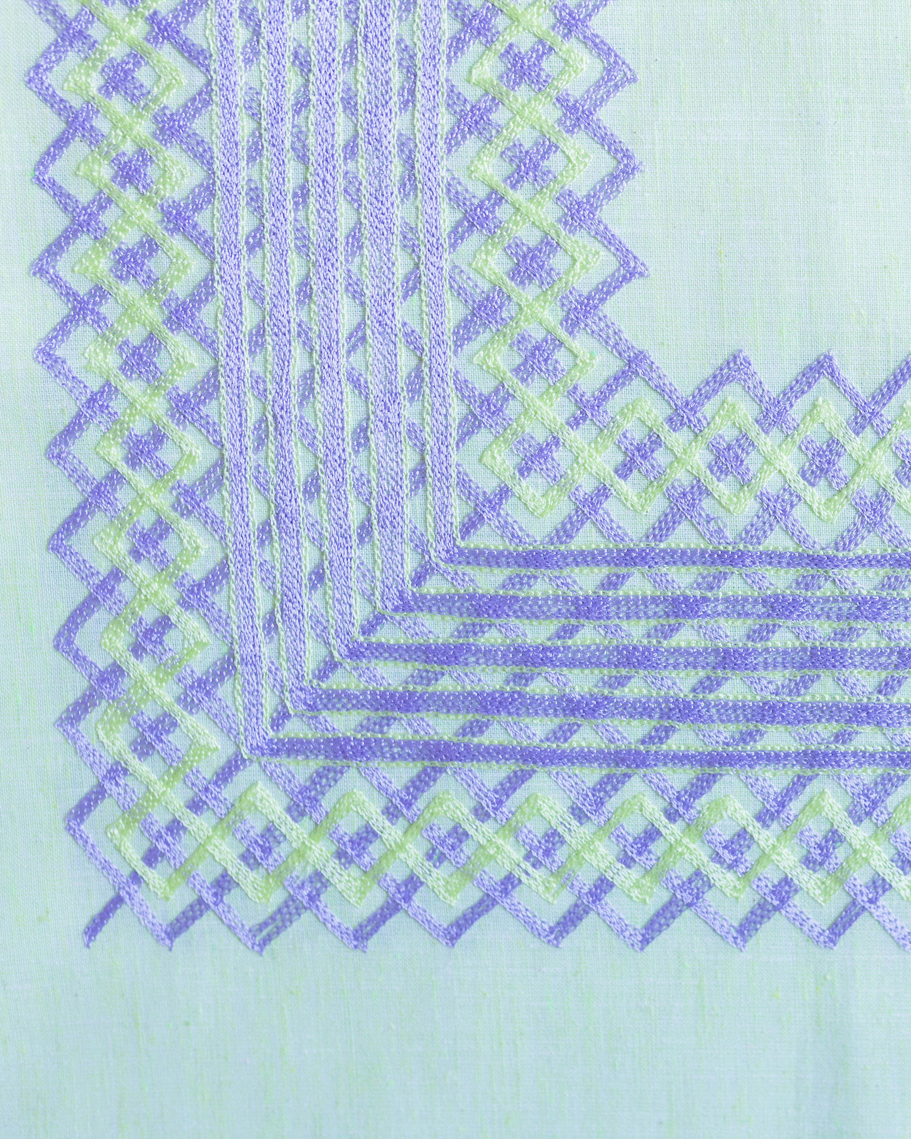 Huipil Panchito Verde Pastel Jaspeado / Lila