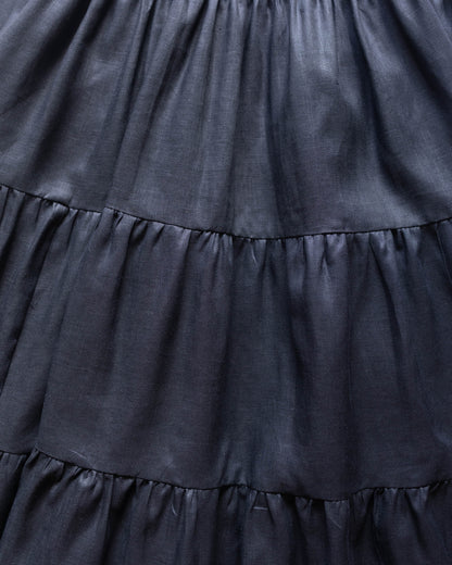 Falda Resorte Lino Negro
