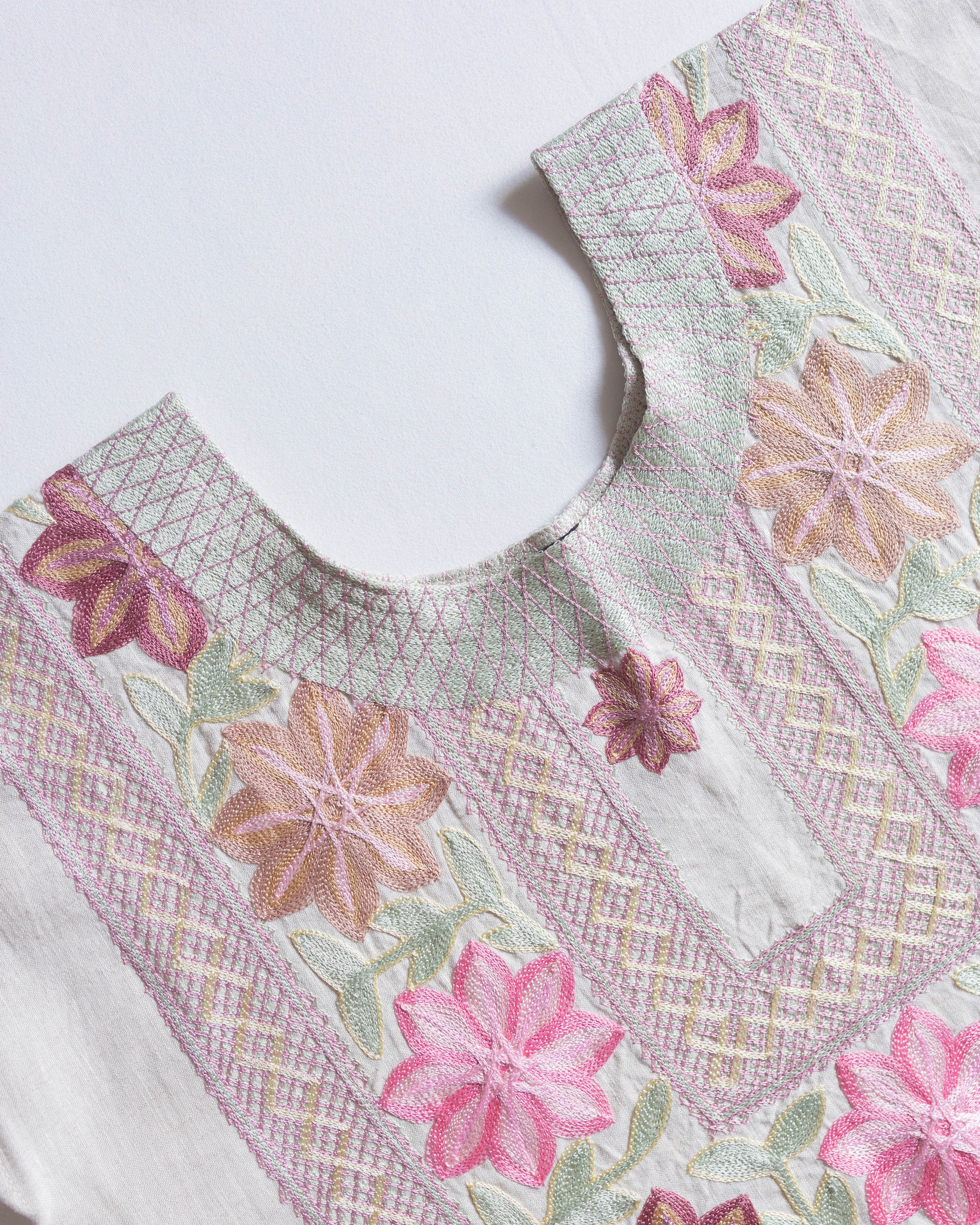 Huipil Flor Antigua Beige