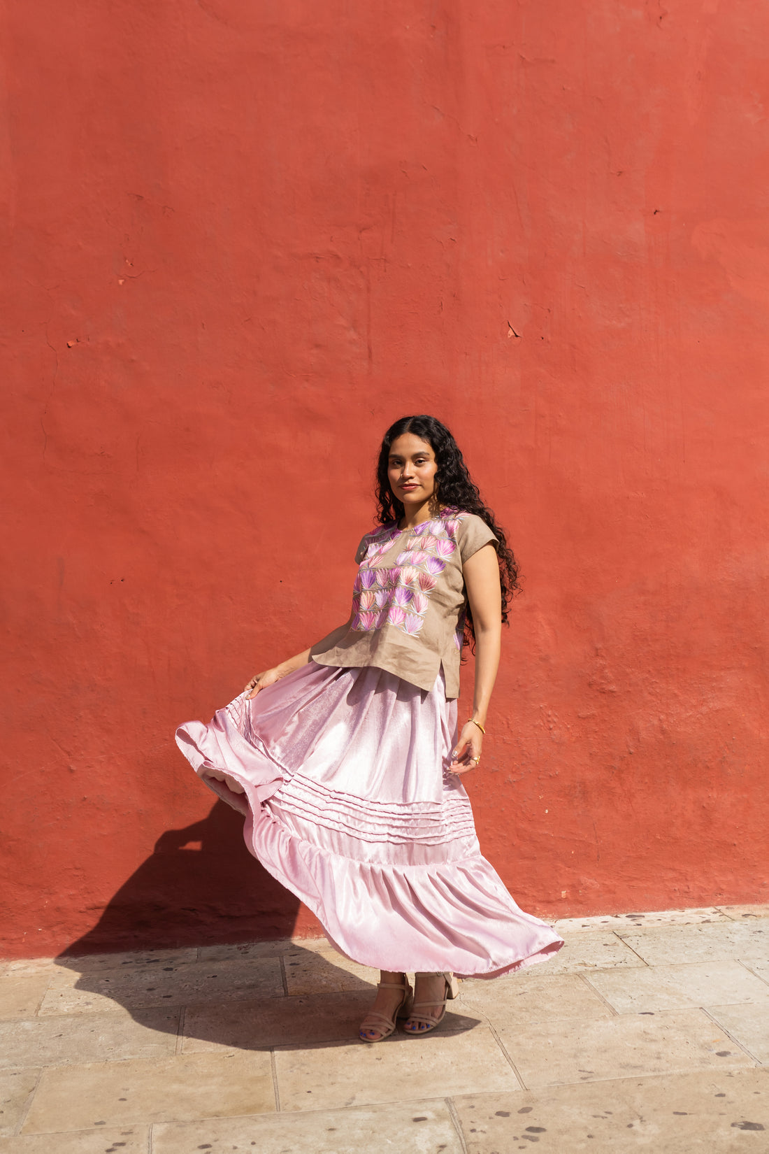 Falda Rabona Satín Rosa Champagne