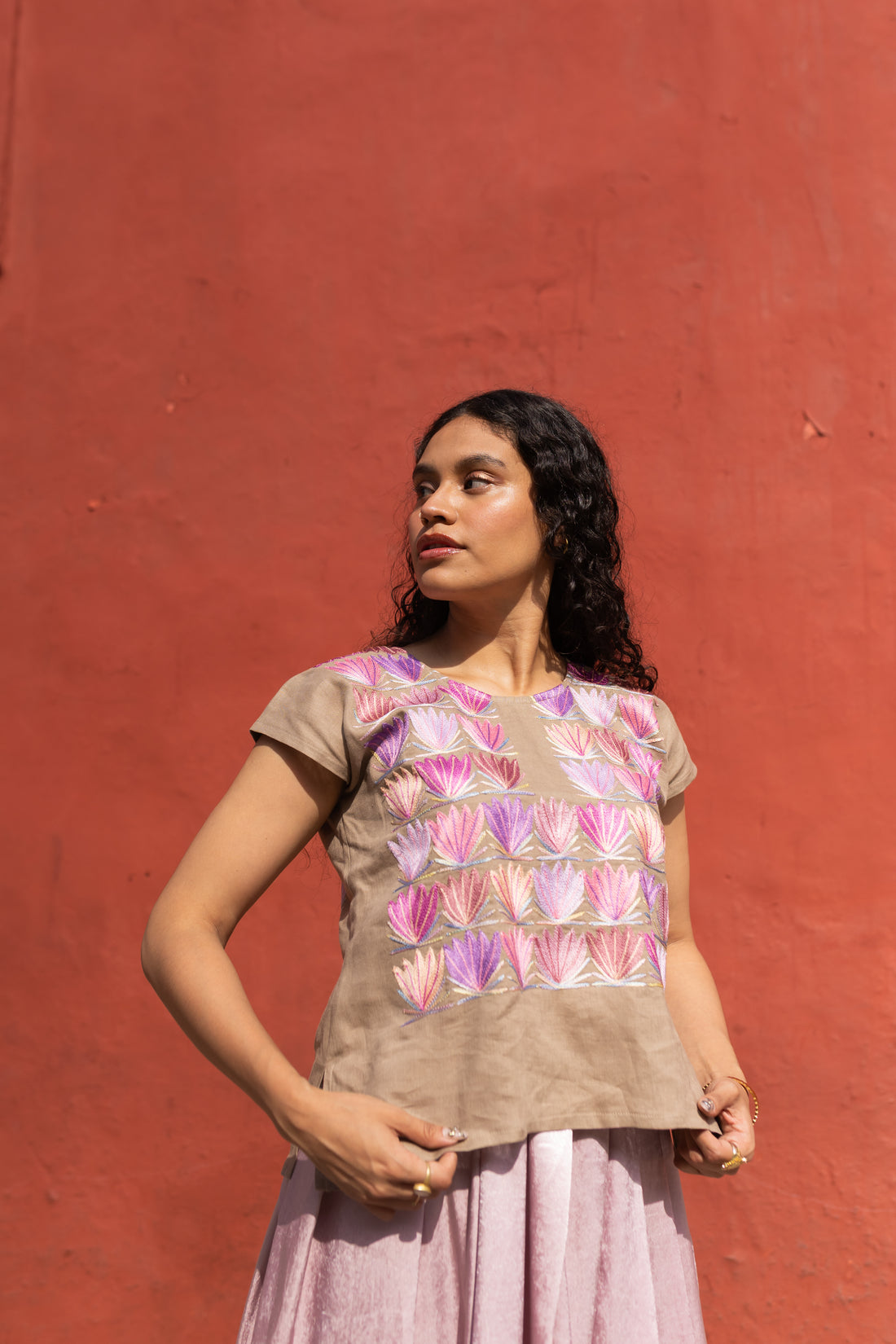 Huipil Campo de Magueyitos Otoño Pastel