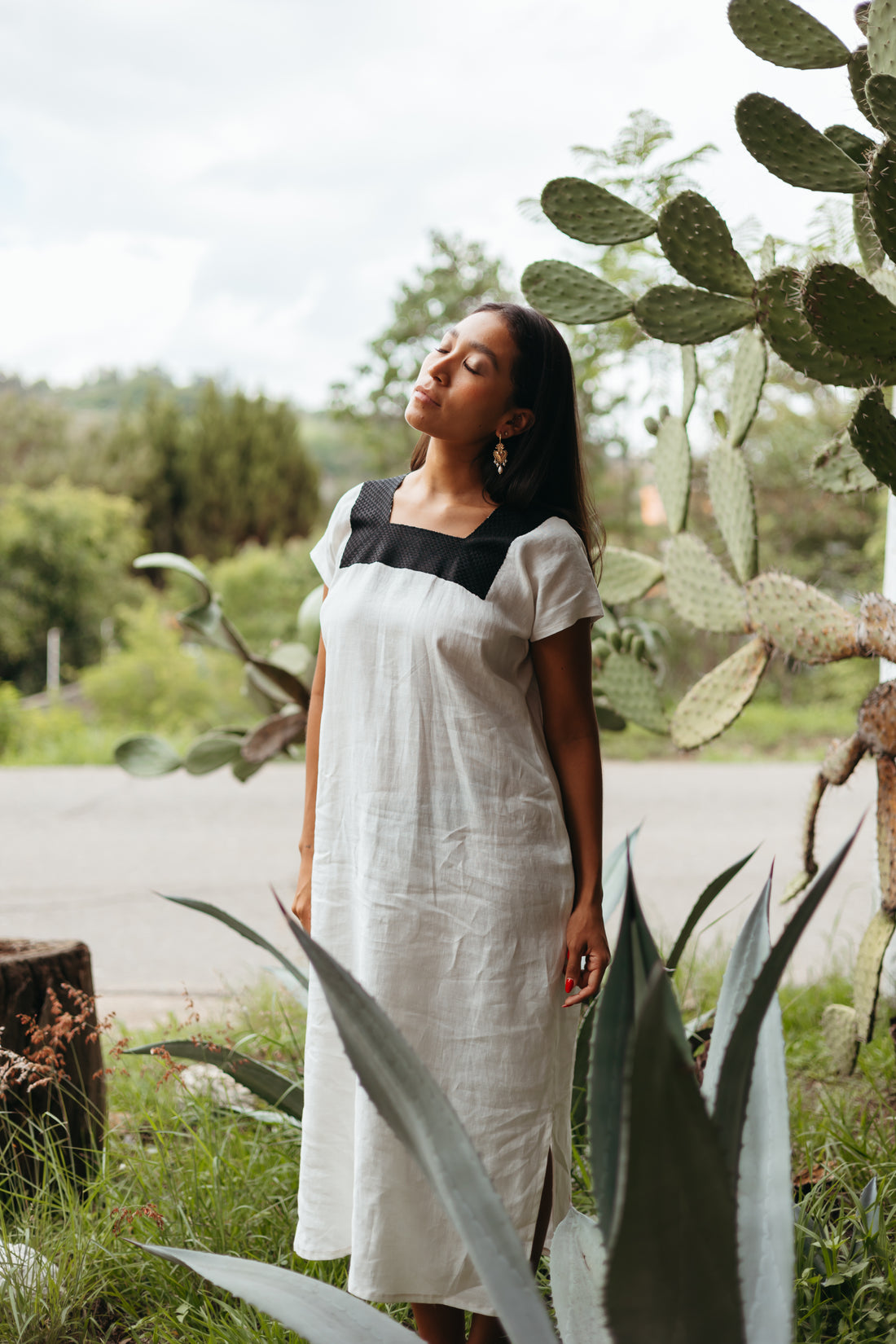 Huipil Largo Silvia Crudo / Negro