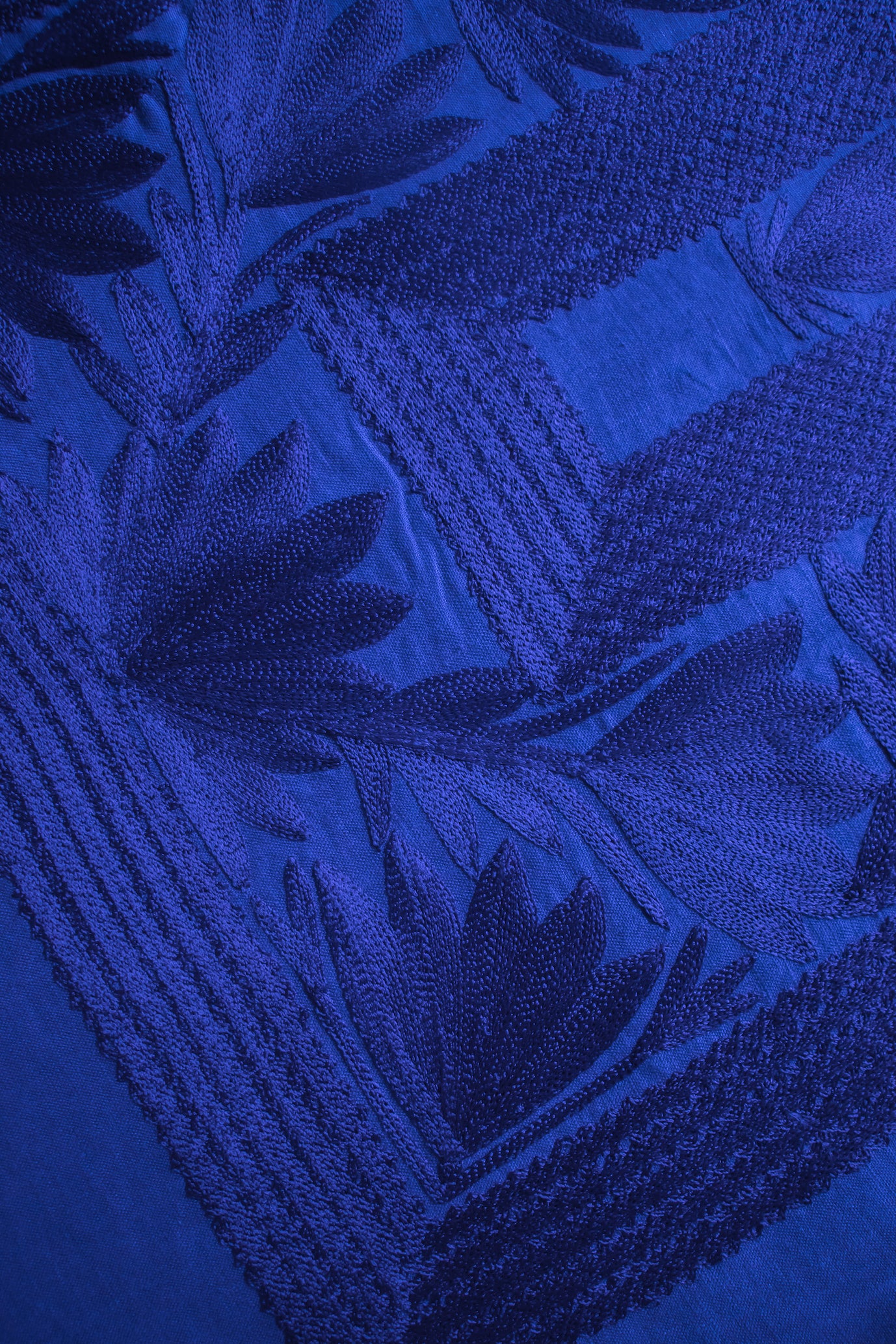 Huipil Magueyito Bleu Royal Monochromatique