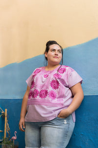 Huipil Flor Margarita Lila / Extragrande Plus